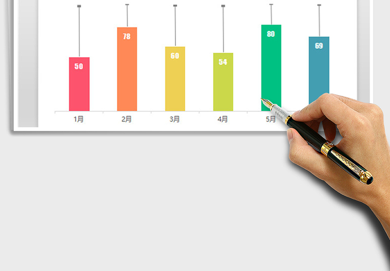 2025年小清新彩色达标柱形图 目标对比图表模板
