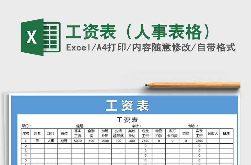 2024年工资表（人事表格）免费下载