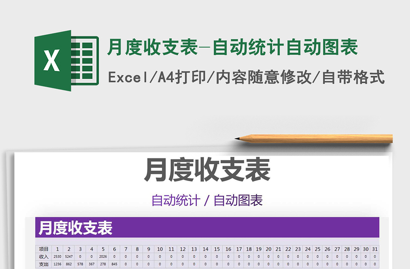 2025年月度收支表-自动统计自动图表