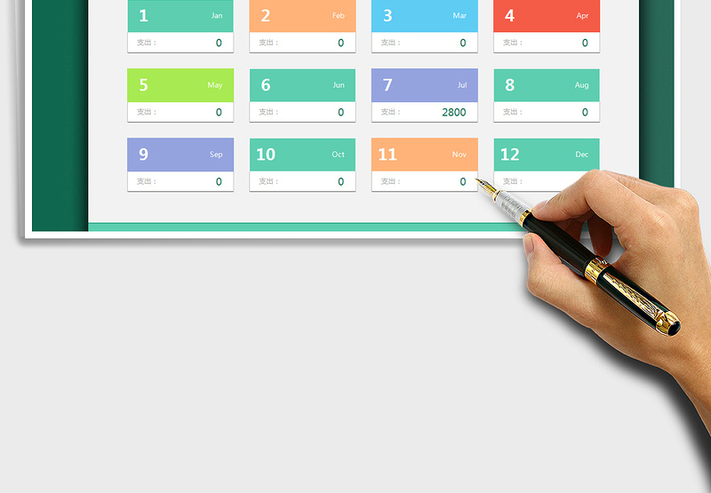 2024年消费支出记账表（按月记录自动统计）