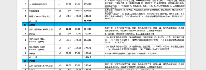 装修预算表excel表格下载