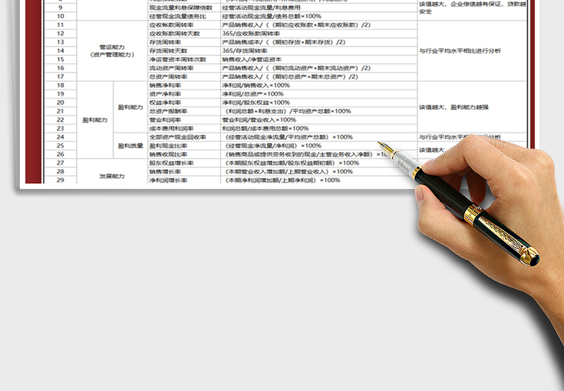 2025年财务分析指标报表