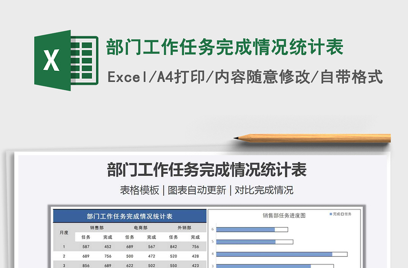 2024年部门工作任务完成情况统计表exce表格免费下载