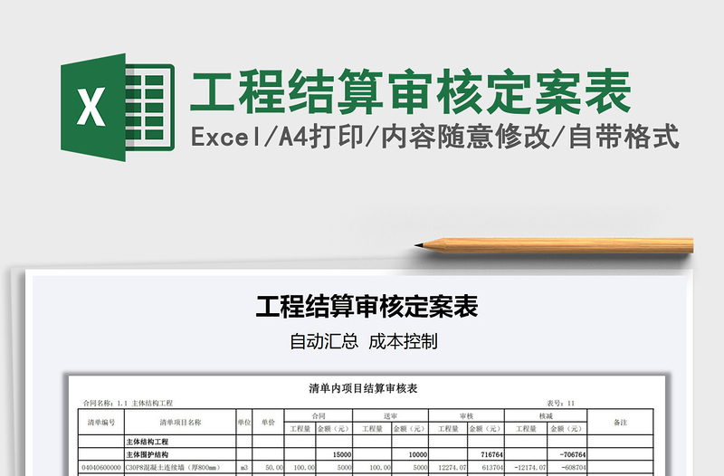 2025年工程结算审核定案表