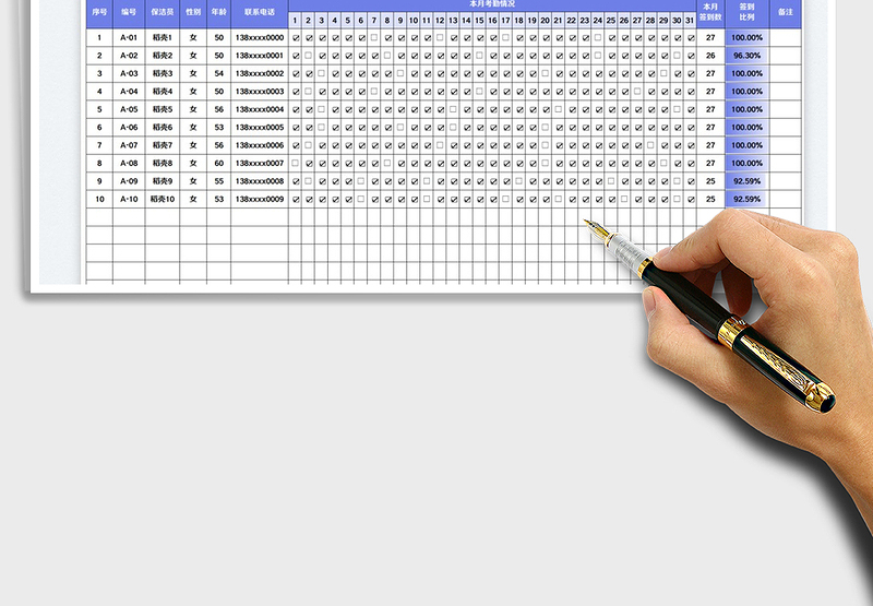 2025保洁人员月度签到表