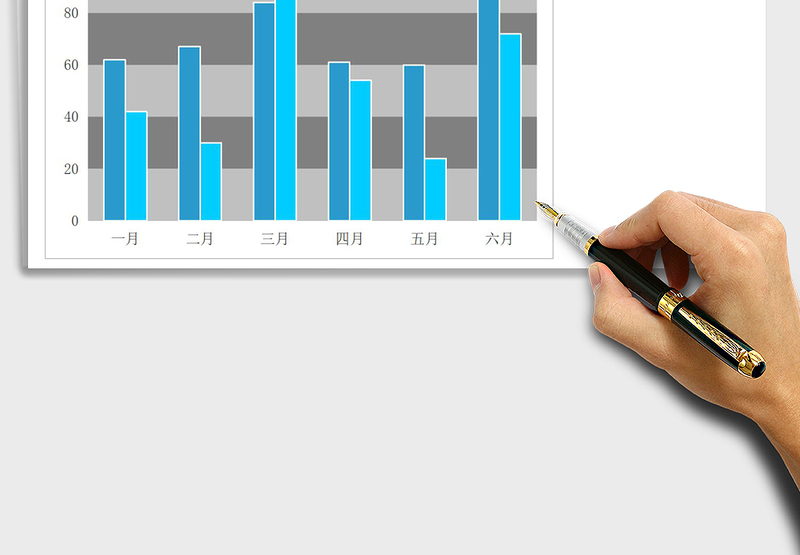 背景隔行填充柱形图Excel图表