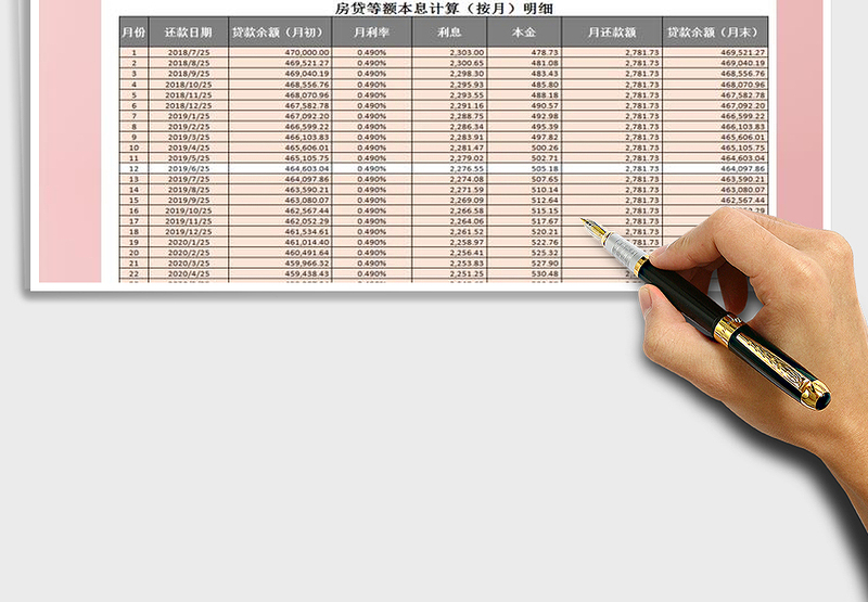 2024年房贷等额本息计算表免费下载