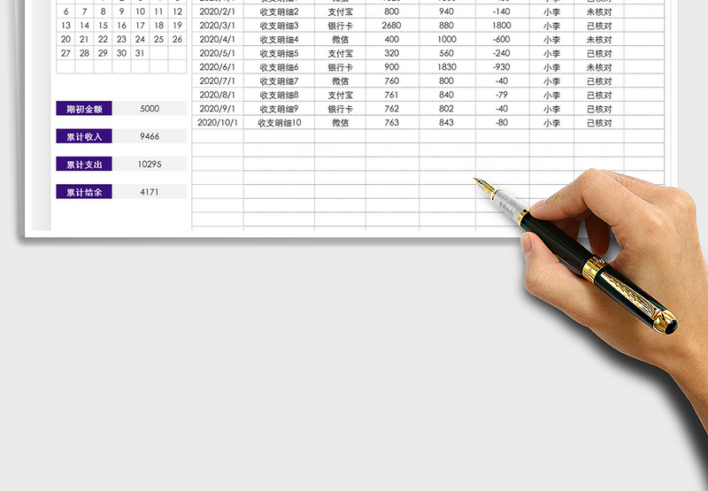 2025年收支表日记账-累计结余