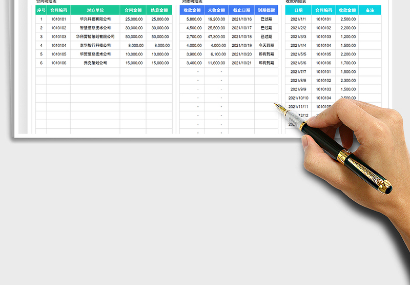 2025合同财务结算对账明细表免费下载