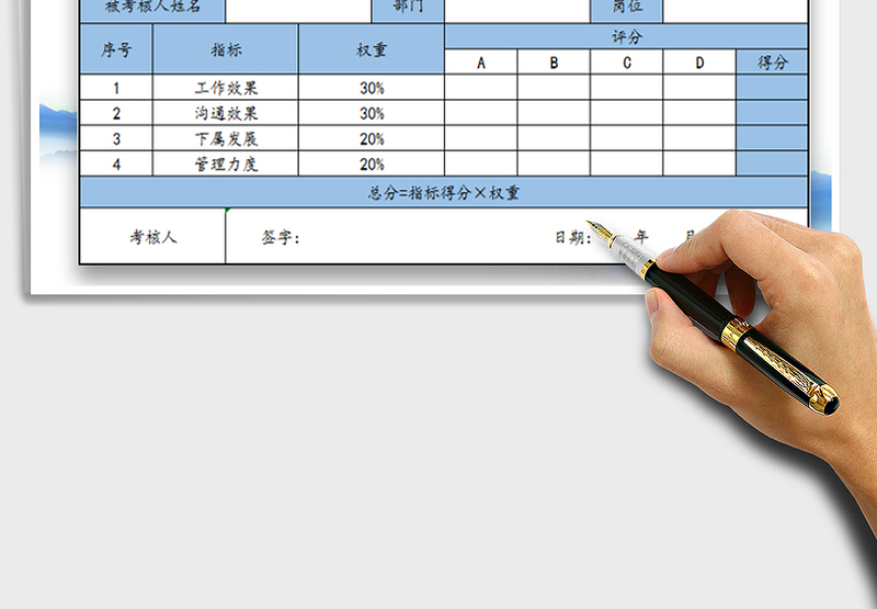 2025年管理人员绩效考核表