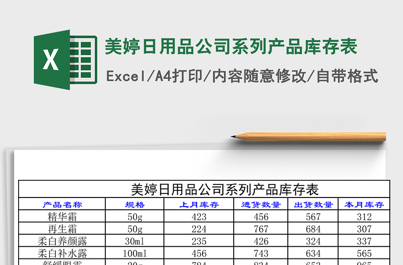 2025美婷日用品公司系列产品库存表