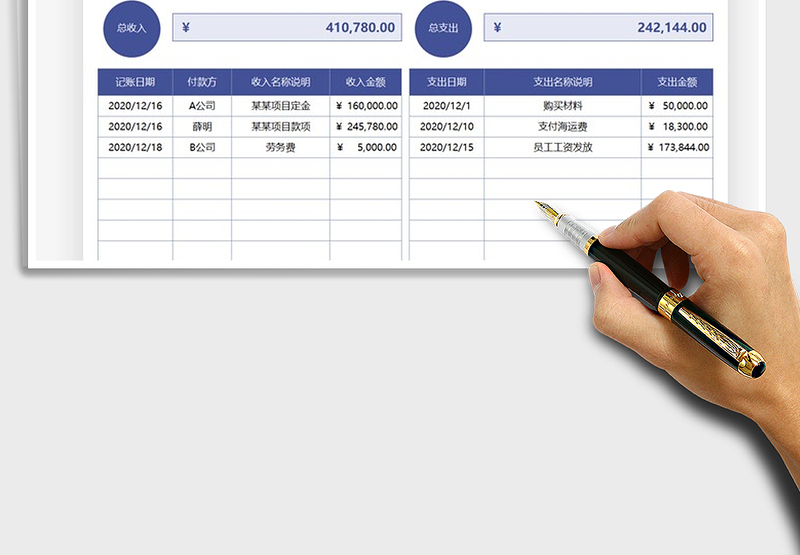 2025年财务收支记账管理表