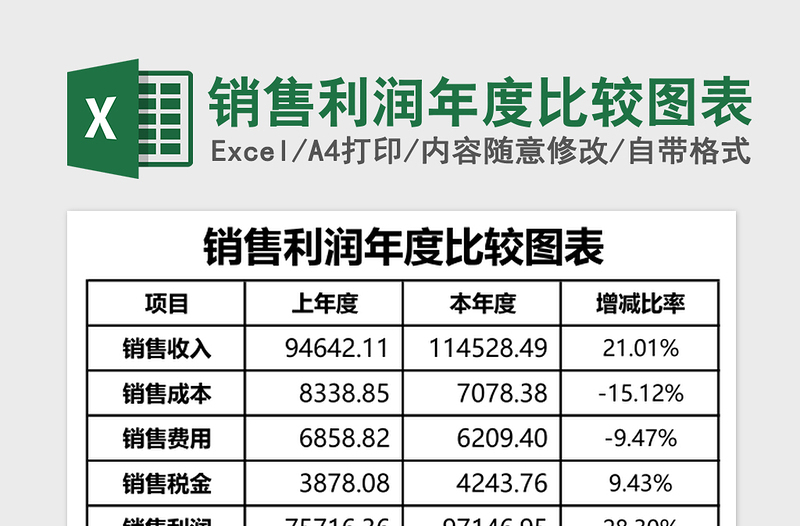 2025销售利润年度比较图表Excel模板