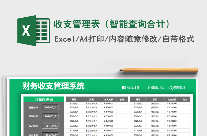 2025年收支管理表（智能查询合计）