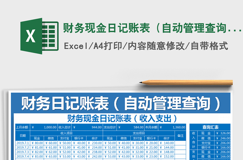 2025年财务现金日记账表（自动管理查询明细）