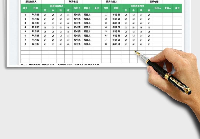 2025厨房消毒记录表