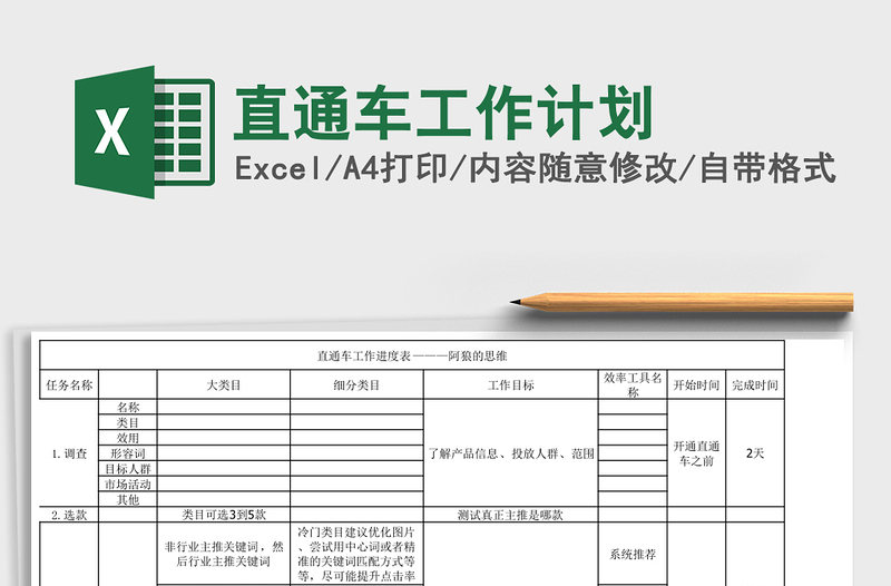 直通车工作计划