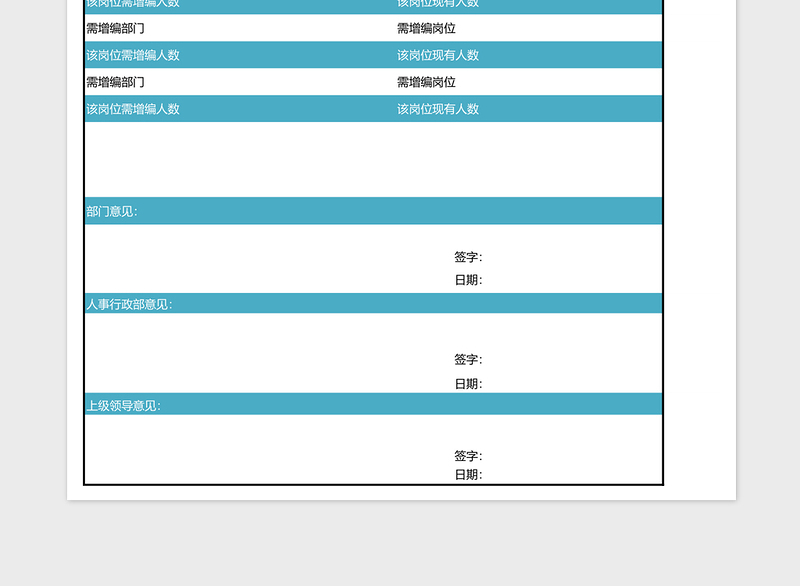 人员编制表通用表格模板excel表格模板