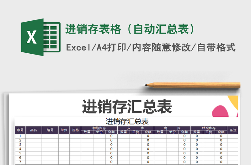 2025年进销存表格（自动汇总表）