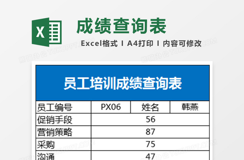 2025员工培训成绩查询表Excel表格