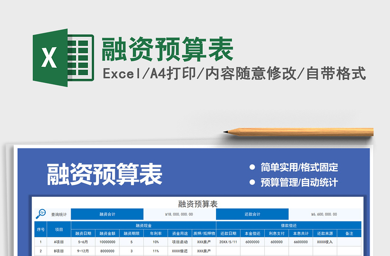 2025融资预算表免费下载