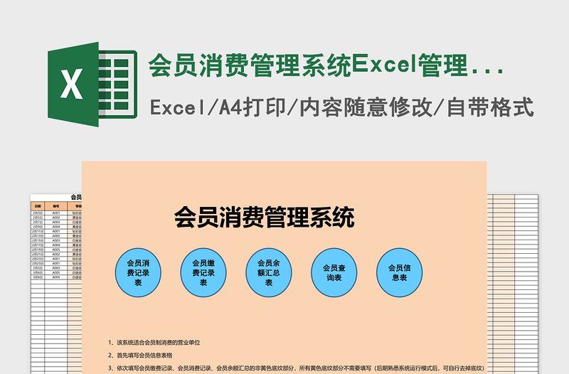 会员消费管理系统下载Excel管理系统下载