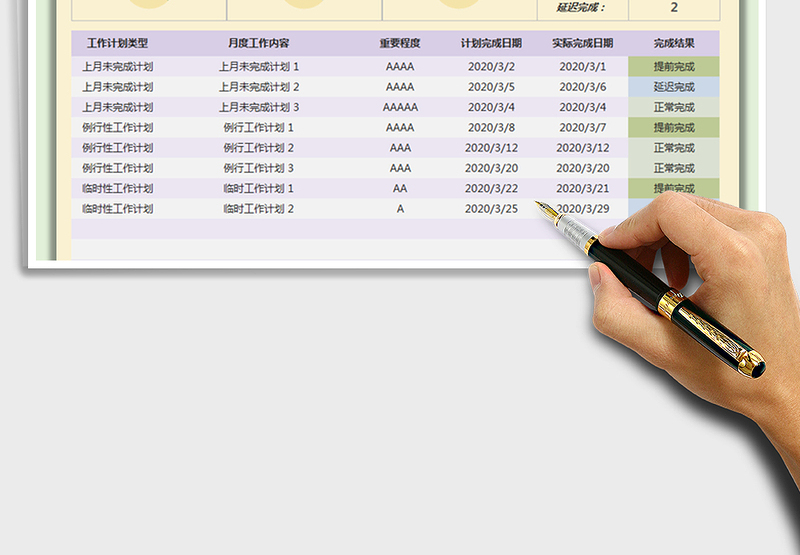 2025年部门月度工作计划表-汇总统计