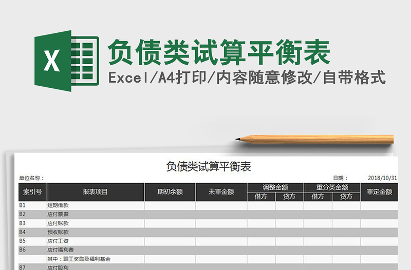 2025年负债类试算平衡表