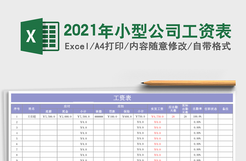 2025年小型公司工资表