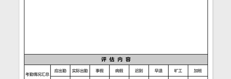 简洁试用期员工转正评估表EXCEL表模板