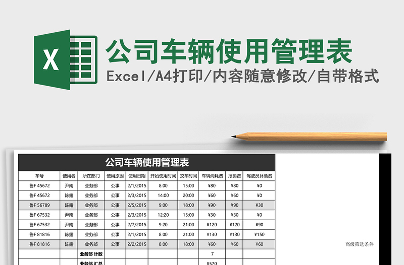 公司车辆使用管理表免费下载