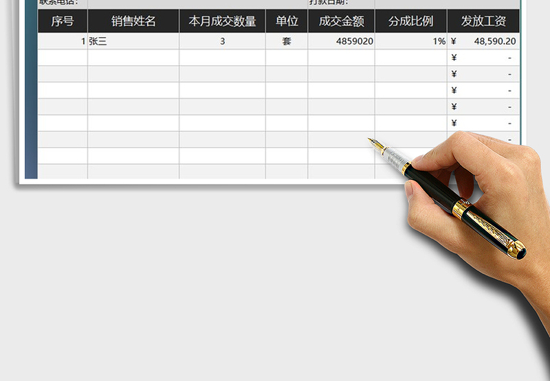 2025年工资表按销售比例分成