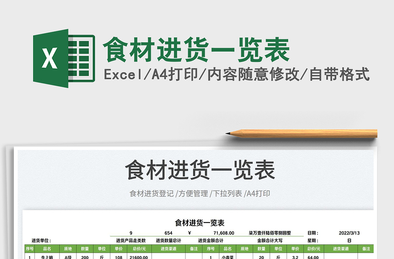 2025食材进货一览表免费下载