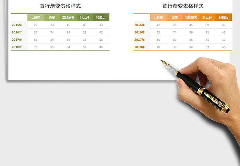 首行渐变表格样式