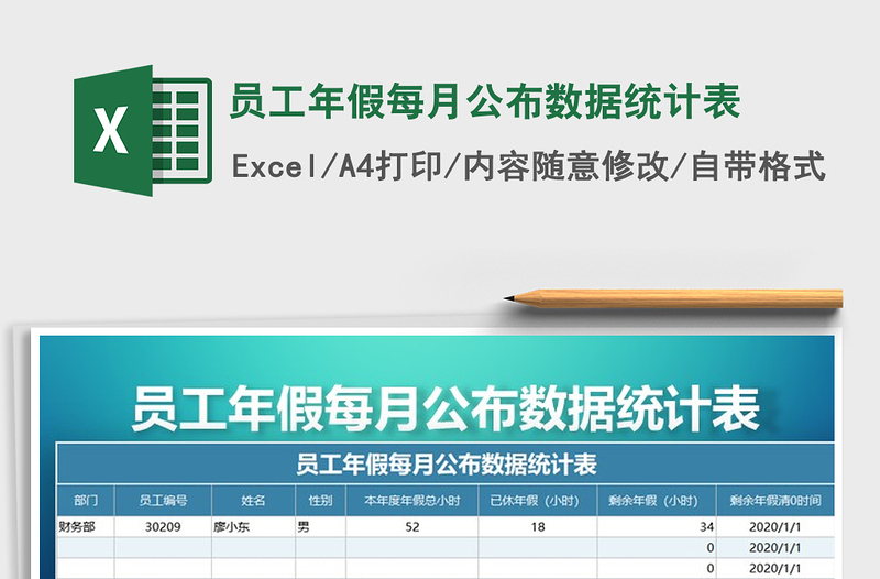 2025年员工年假每月公布数据统计表