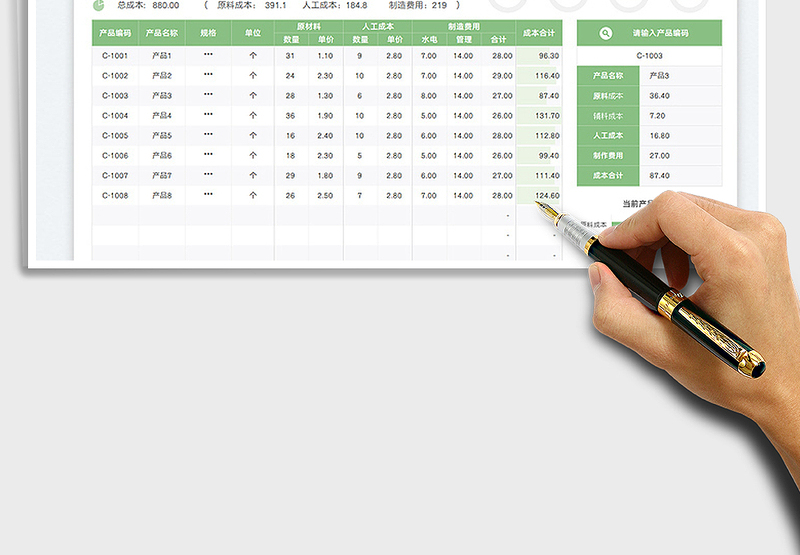 2025成本核算分析表（内置查询）免费下载