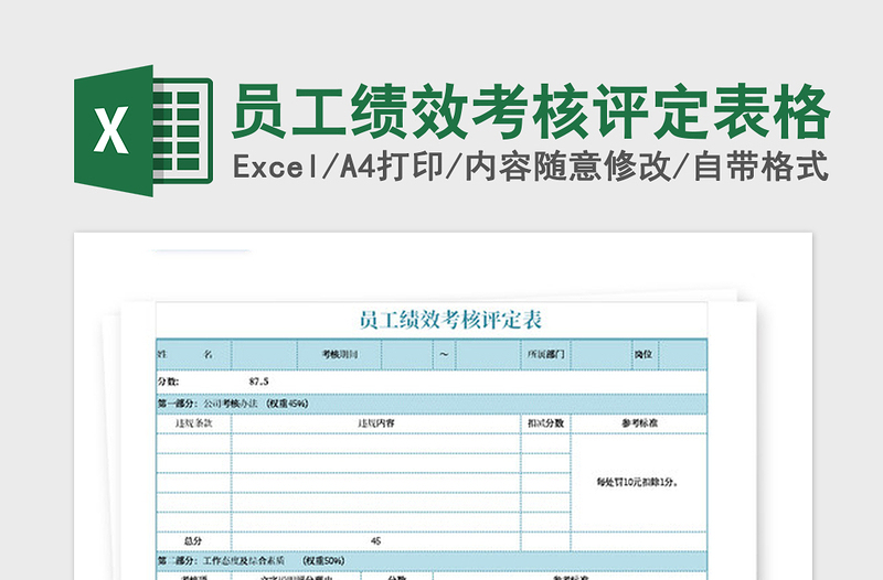2025年员工绩效考核评定表格