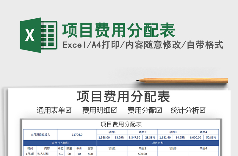 2025年项目费用分配表