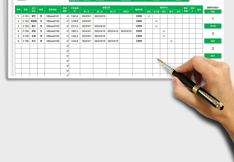 2025物业费催缴记录表免费下载