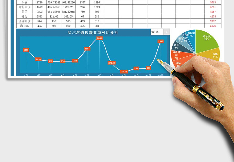 2025年销售业绩月报表对比图表