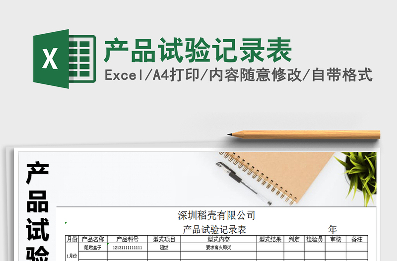 2025年产品试验记录表