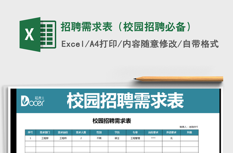 2025年招聘需求表（校园招聘必备）免费下载