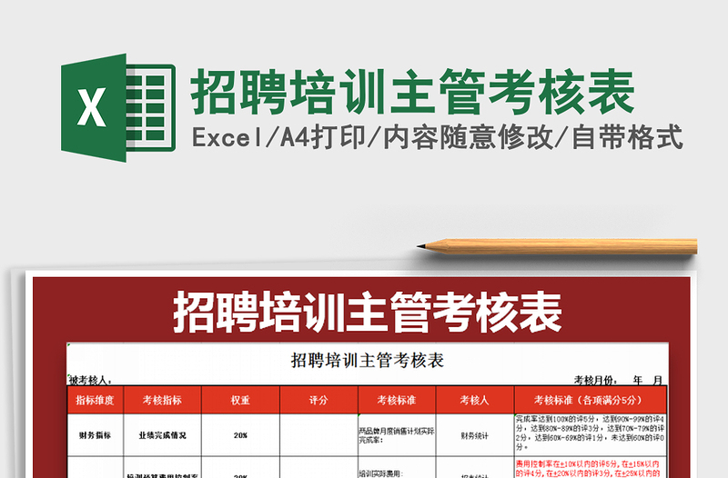 2025年招聘培训主管考核表免费下载