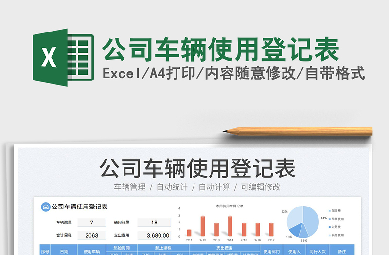 2024公司车辆使用登记表exce表格