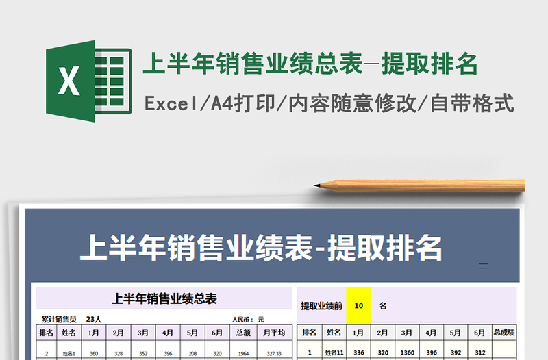 2025年上半年销售业绩总表-提取排名