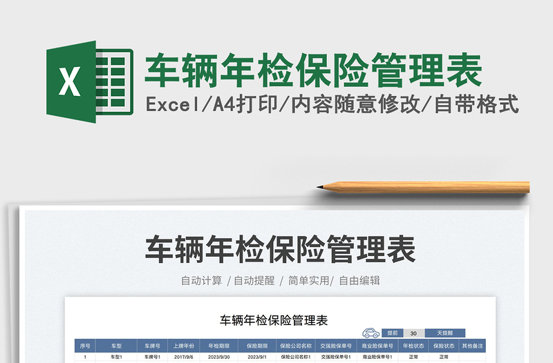 2025车辆年检保险管理表免费下载