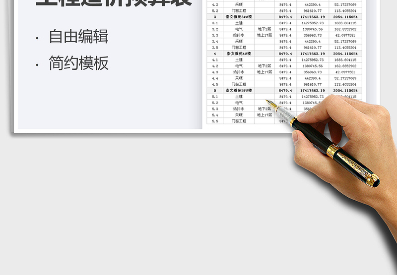 2025工程造价预算表免费下载