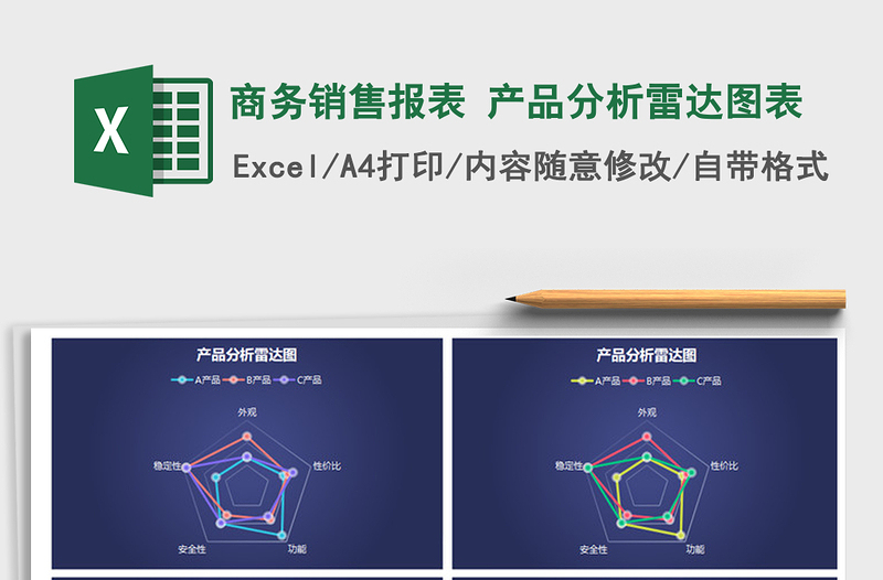 2025年商务销售报表 产品分析雷达图表