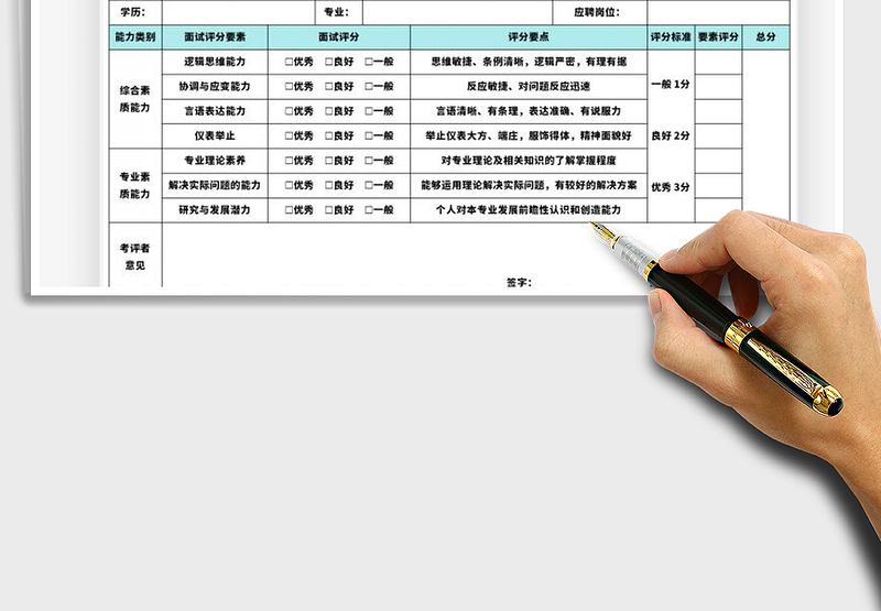 2025年面试评分表
