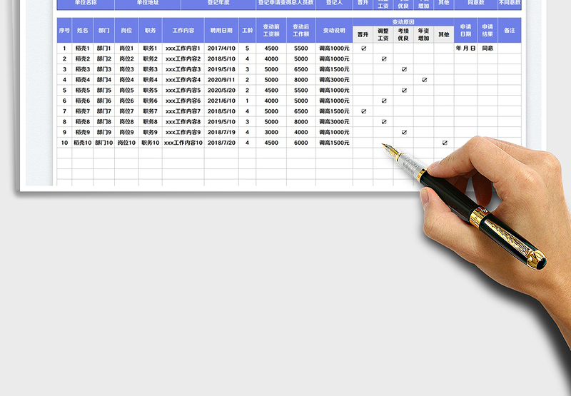 2025员工工资变动申请表免费下载